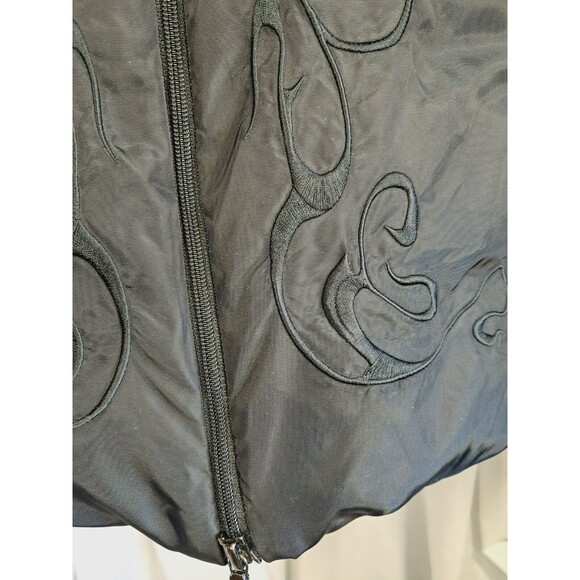 Guess Women’s Down Puffer Jacket Black Embroidered Full Zip Ski Western Large - Picture 6 of 15